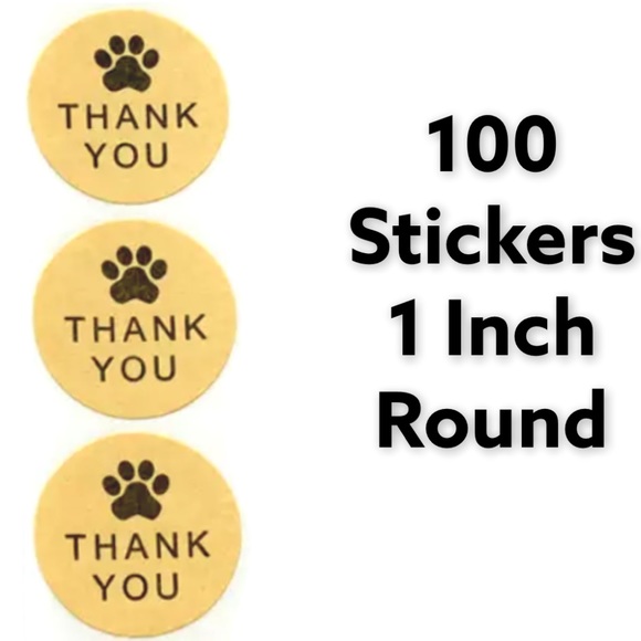 100 Paw Print Thank You Stickers Pets Dog Cat - Picture 2 of 2